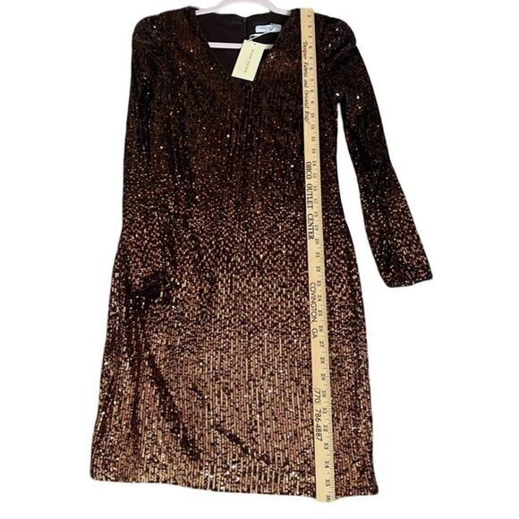 New Ramy Brook Copper Ombré Sequin Lila Dress, Long Sleeve Cocktail- Size 6 - Picture 12 of 15